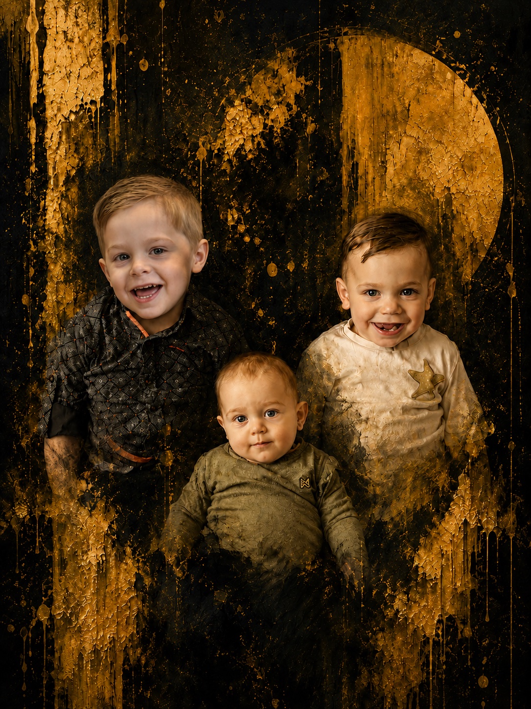 De kleinkinderen als geschenk voor opa oma of bij u aan de muur.